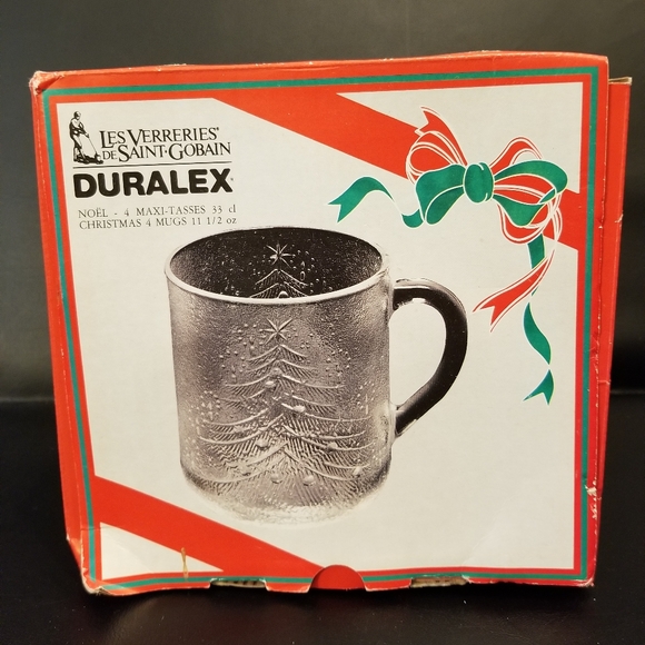 Set of 4 Tempered Glass Christmas Tree Mugs - Picture 7 of 7